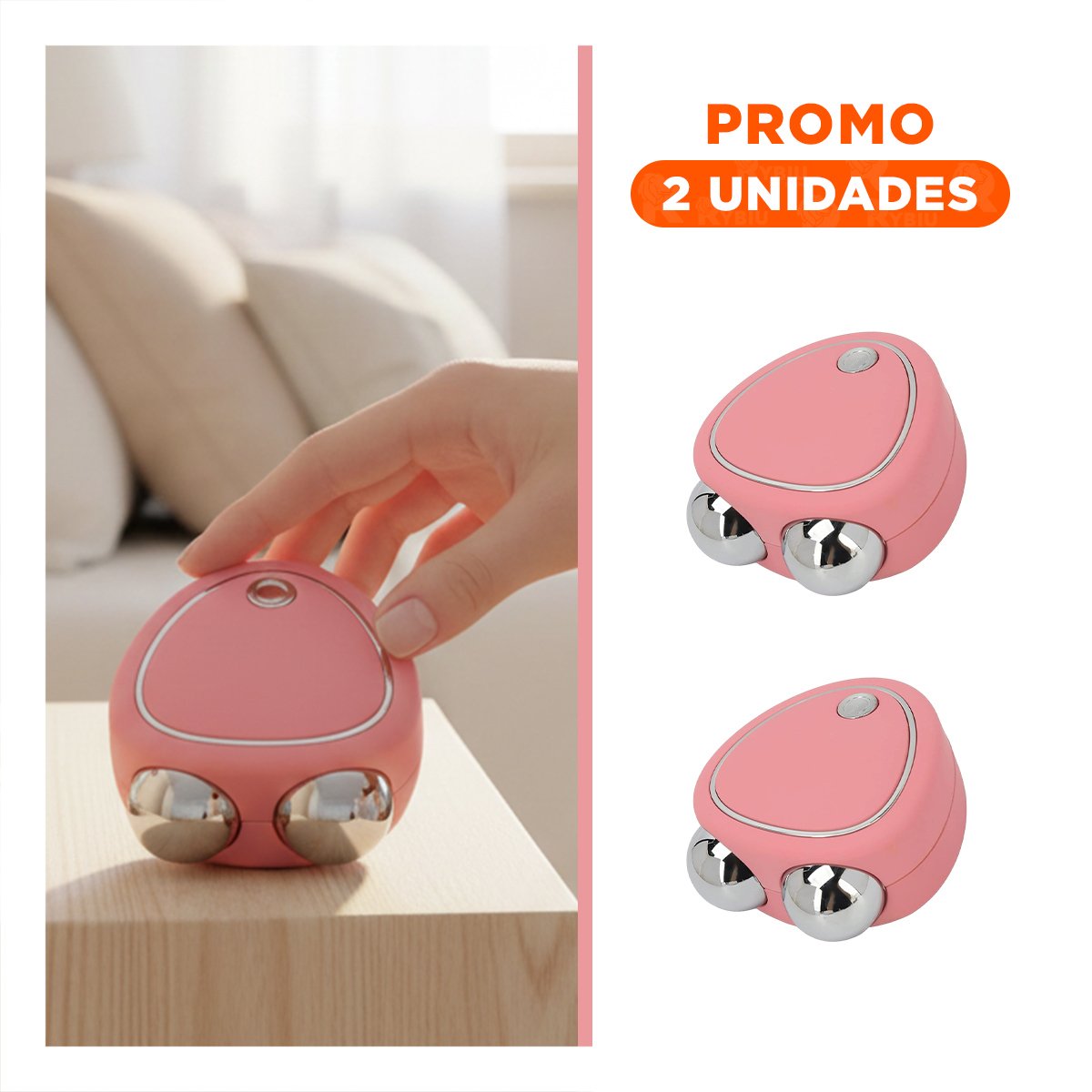 Pack2 Accesorio de Relajacion Triangulo de Doble Rodillo Rosado para Masaje Diario