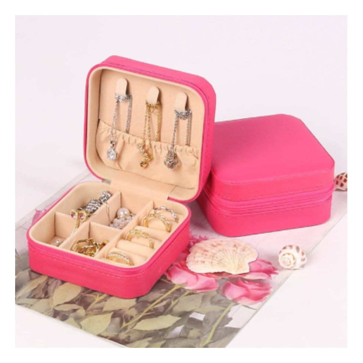 Coleccion Joyero Mini Portatil para Mujer en Fucsia Y+Ligas Regalo