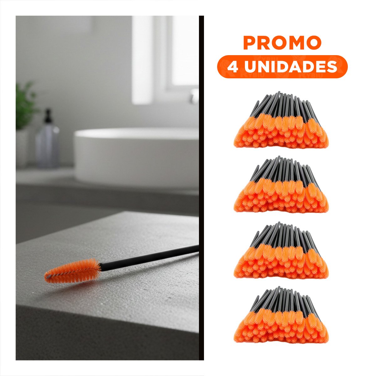Pack4 Aplicador para Maquillaje de Silicona 12 pzs Naranja Pestaña y Ceja Y+Regalo Sticker