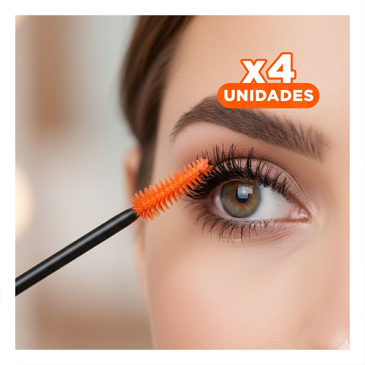 Pack4 Cepillo para Maquillaje de Silicona 12 pzs Naranja Pestaña y Ceja