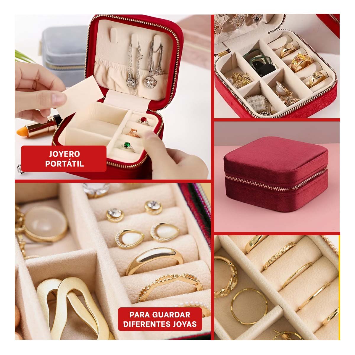 Organizador de Viaje Terciopelo Vino para Joyas Y+Post It