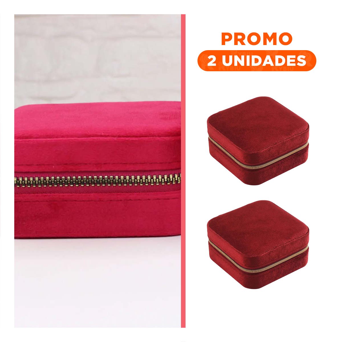 Pack2 Estuche de Viaje Terciopelo Vino para Accesorios