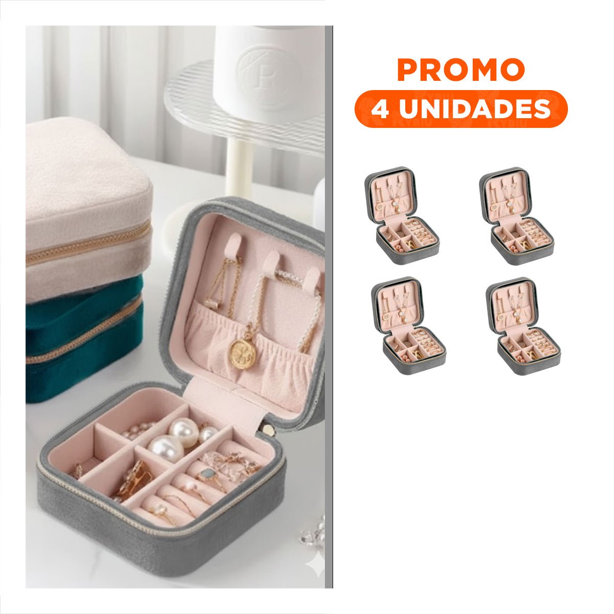 Pack4 Estuche para Mujer Terciopelo Plomo de Viaje Y+Regalo Sticker