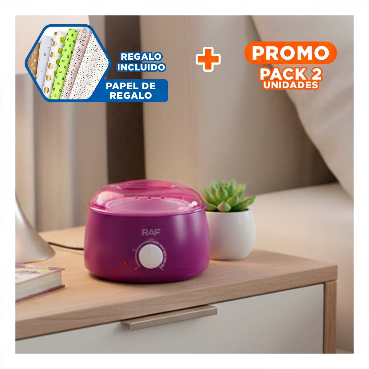 Pack2 Equipo Moderno para Cera Morado Electrico Y+Papel Regalo