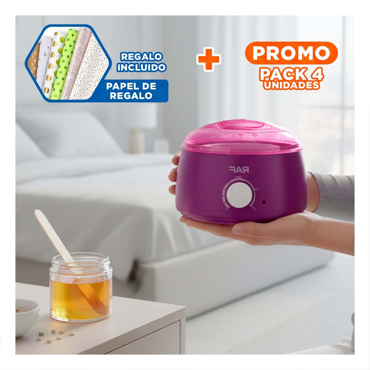 Pack4 Fundidor Practico para Cera Morado Electrico Y+Papel Regalo