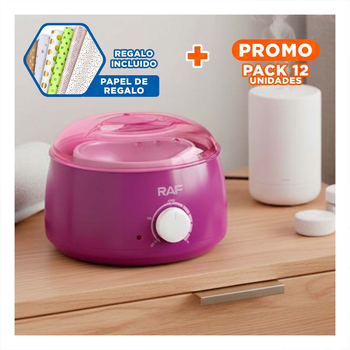 Pack12 Olla Duradera para Cera Morado Electrica Y+Papel Regalo