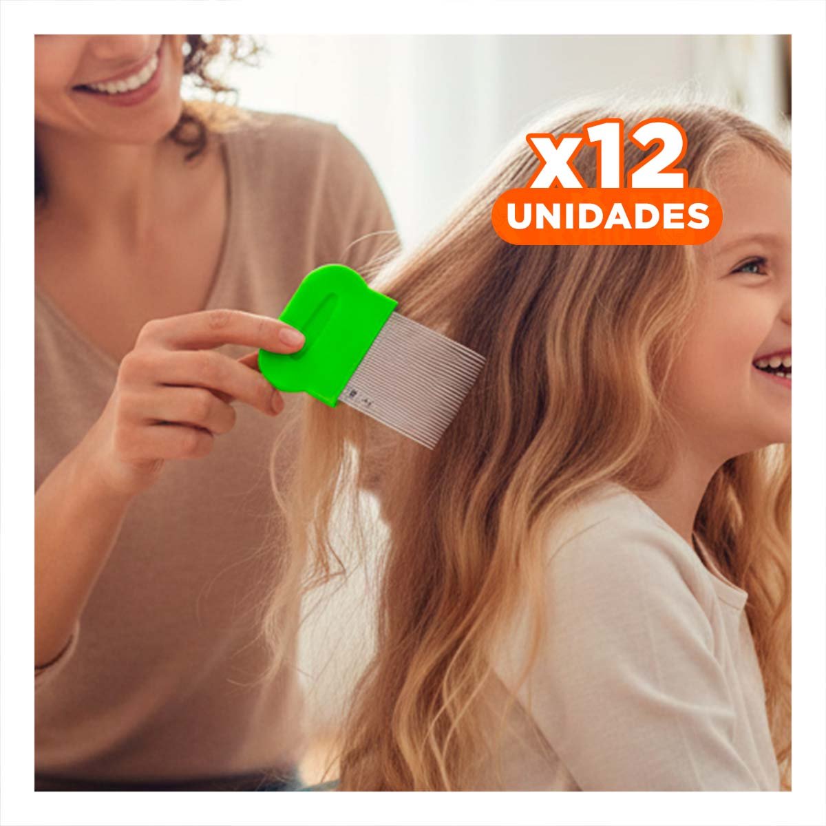 Pack12 Peineta Fina Verde para Piojos y Liendres Practica y Resistente