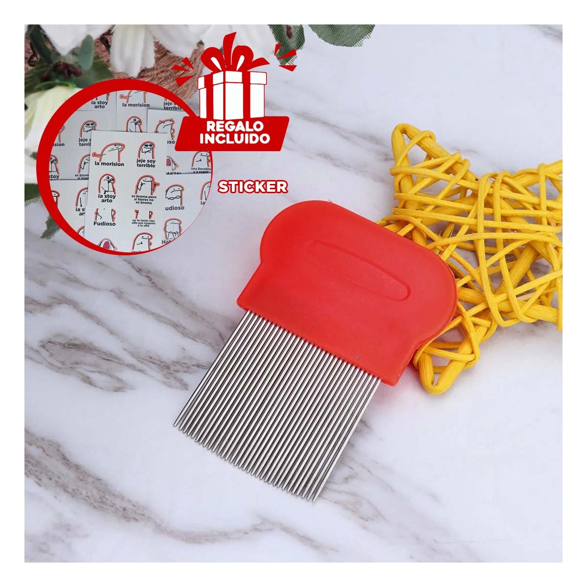 Aplicador Compacto Rojo para Piojos y Liendres Facil de Usar en Hogar Y+Regalo Sticker