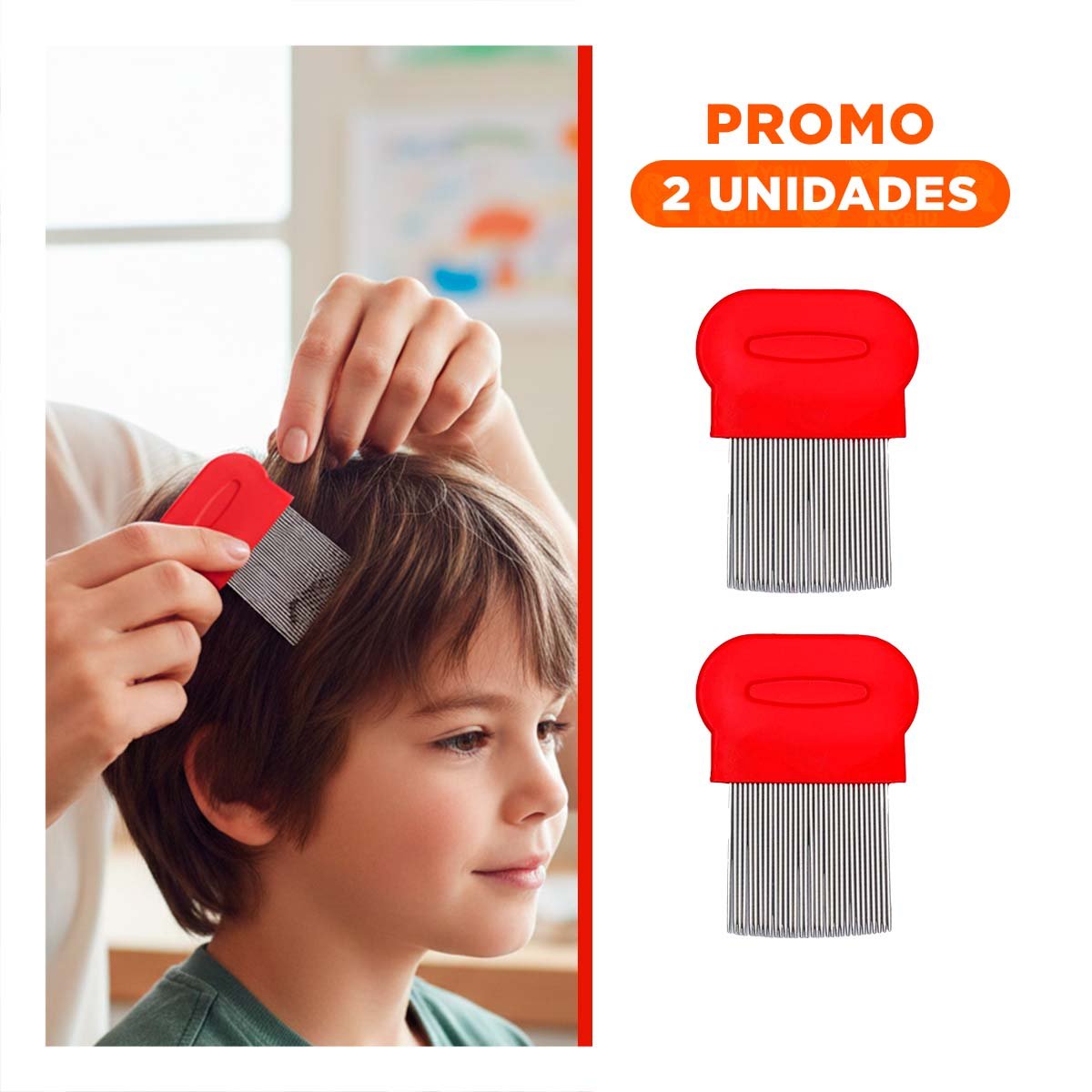 Pack2 Herramienta Clasica Rojo para Piojos y Liendres Resistente en Hogar