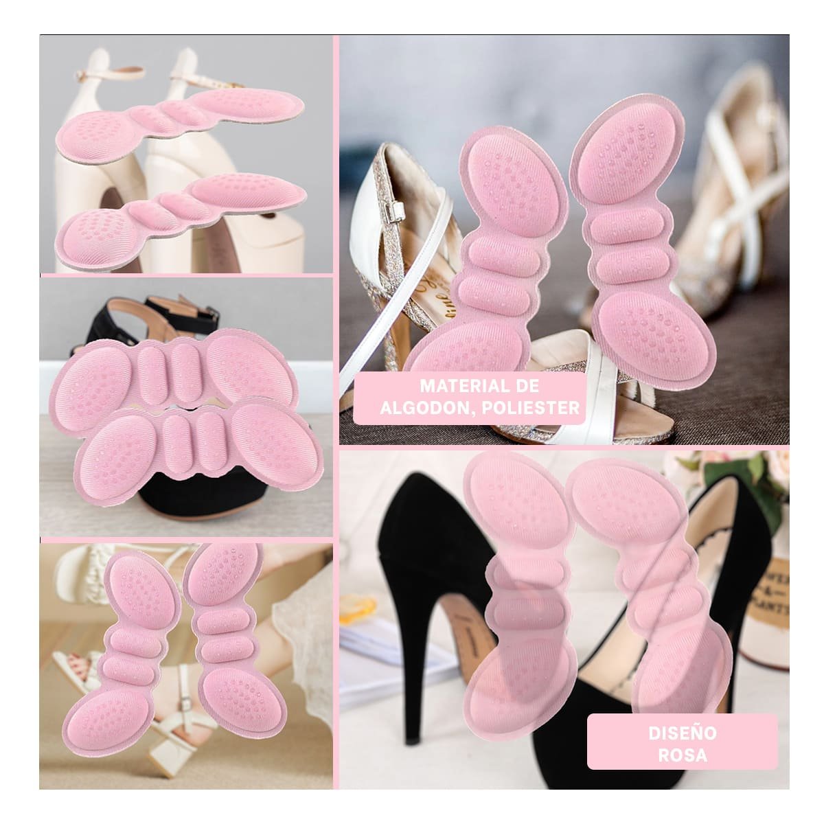 Cobertor de Talon Rosado Adhesivo Suave y Seguro para Todo Tipo de Calzado Y+Post It