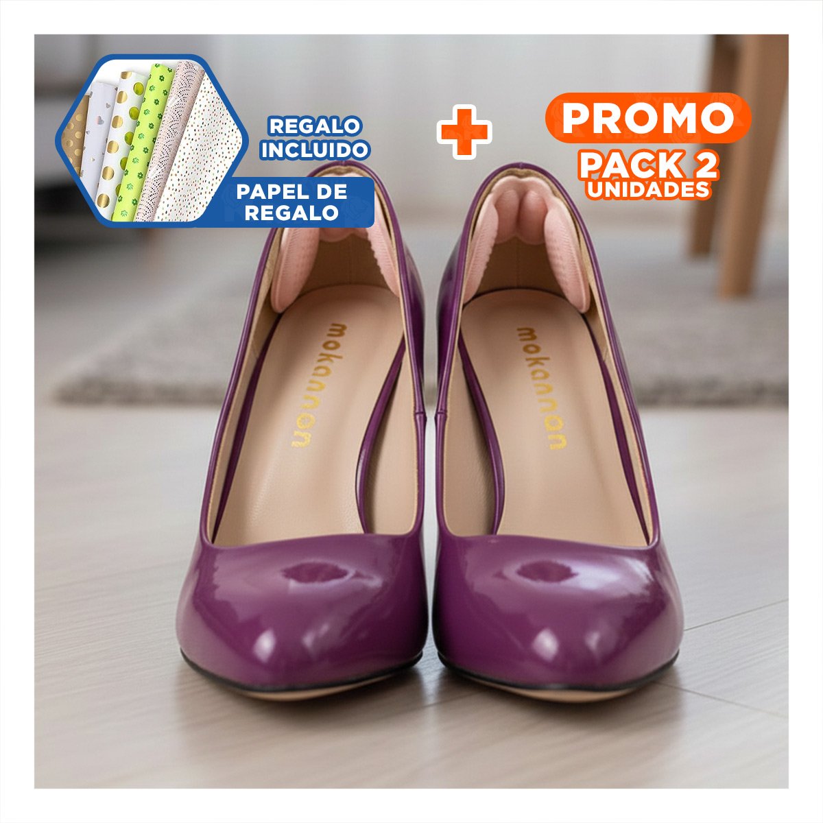 Pack2 Cubierta de Talon Rosado Adhesivo para Zapatos que Requieren Proteccion Y+Papel Regalo