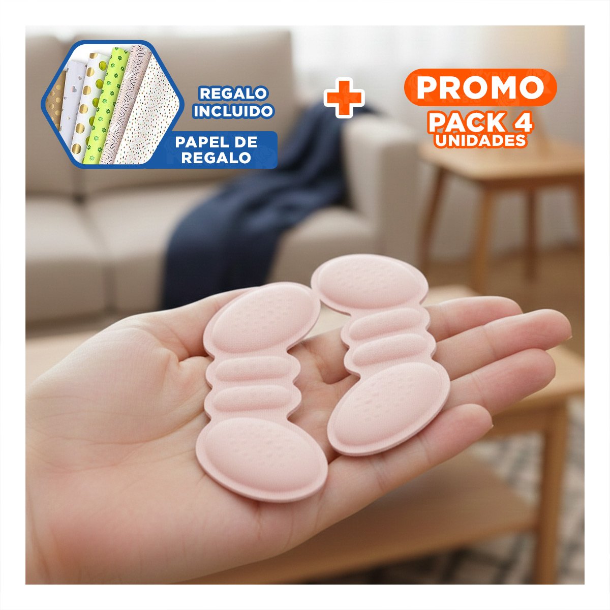 Pack4 Acolchado de Talon Rosado Adhesivo Resistente y Seguro para Proteccion Y+Papel Regalo