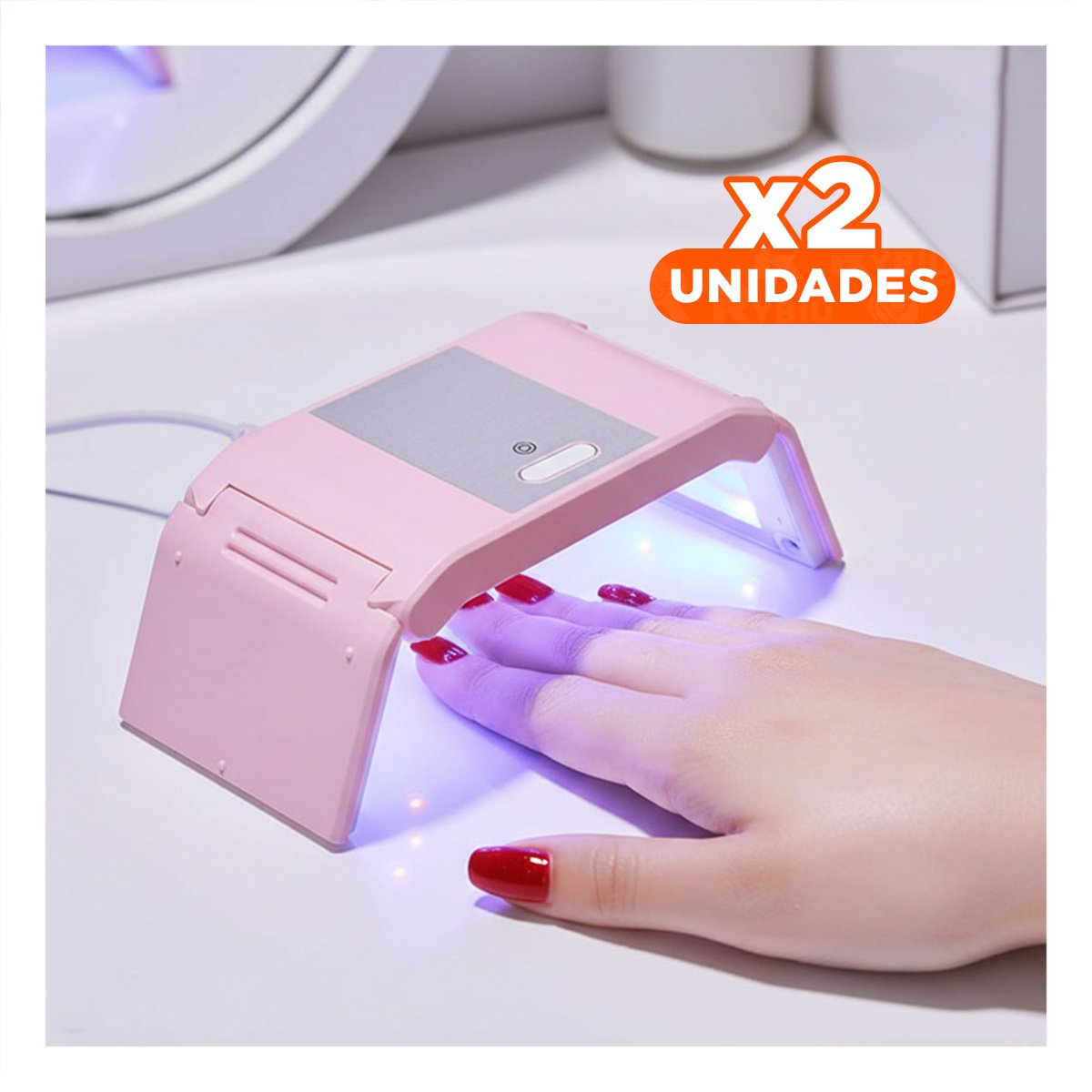 Pack2 Expositor para Uñas Portatil Rosado Practica y Elegante para Cuidado Y+Regalo Sticker