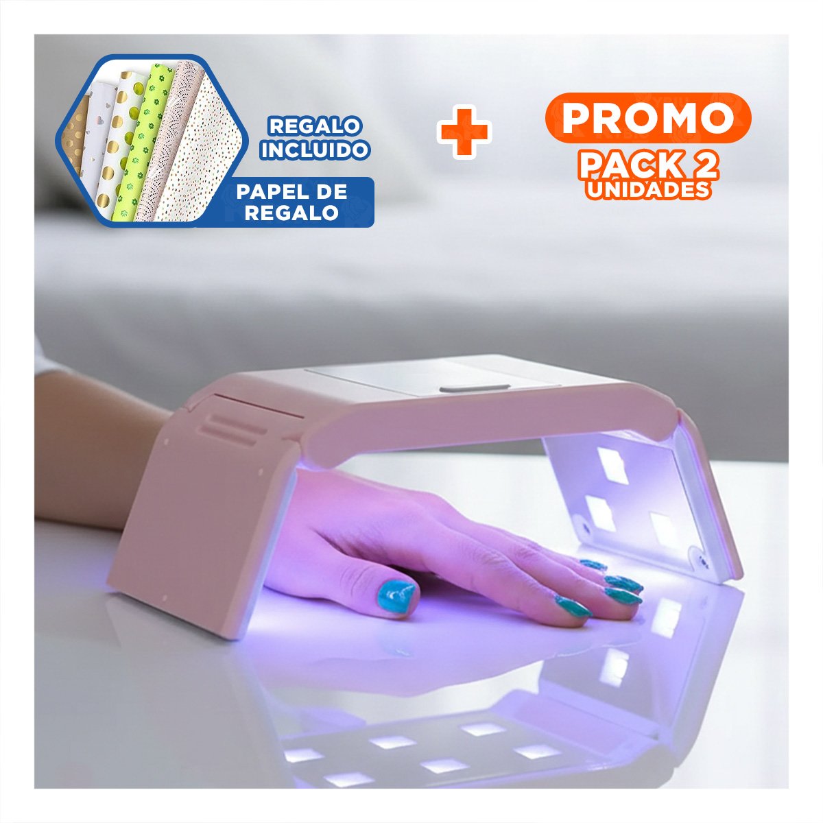 Pack2 Expositor para Uñas Portatil Rosado Moderna y Pequena para Secado Y+Papel Regalo
