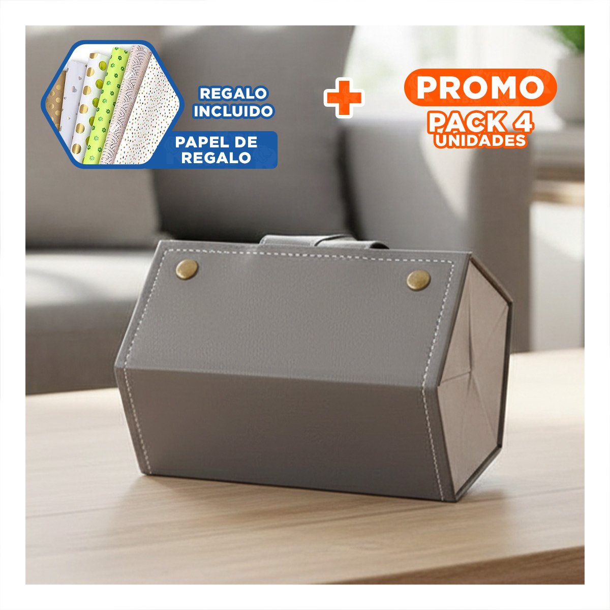 Pack4 Organizador Compacto de Lentes Pentagono Plomo para Hogar Y+Papel Regalo