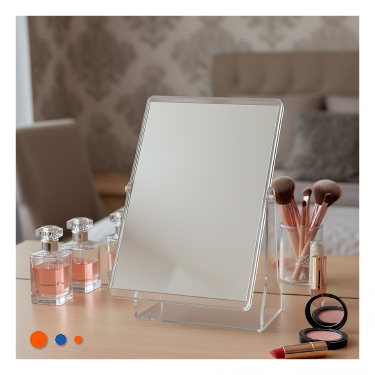 Luna Rectangular Doble Practica 18x15cm Transparente para Tocador