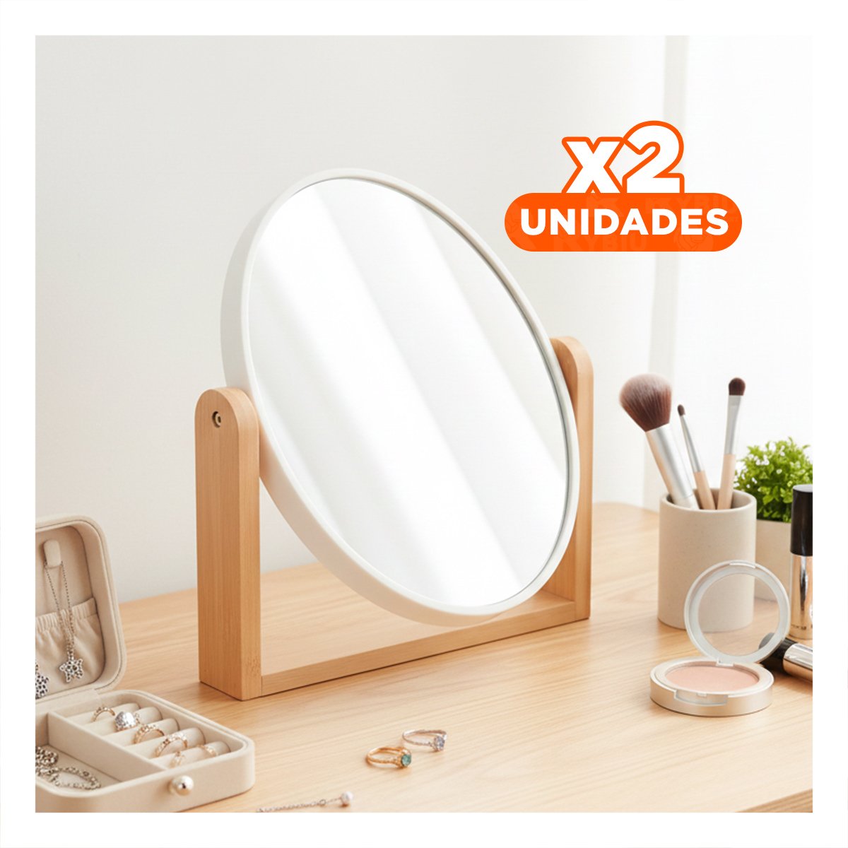 Pack2 Luna Ovalada Doble Moderna 15cm con Base Madera Hogar Y+Regalo Sticker