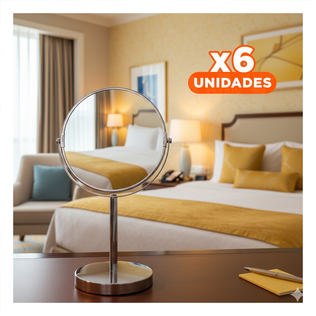 Pack6 Cristal Moderno Circular Doble de Mesa 21,5cm Plateado Y+Regalo Sticker