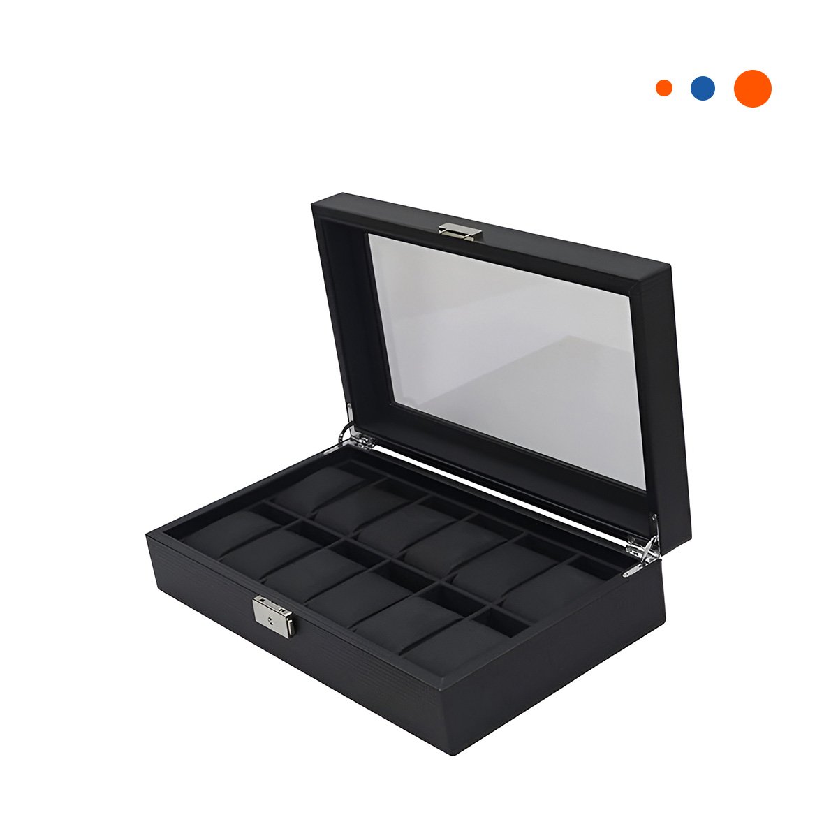 Caja de 12 Relojes Negro Completo para Coleccion Personal Y+Papel Regalo