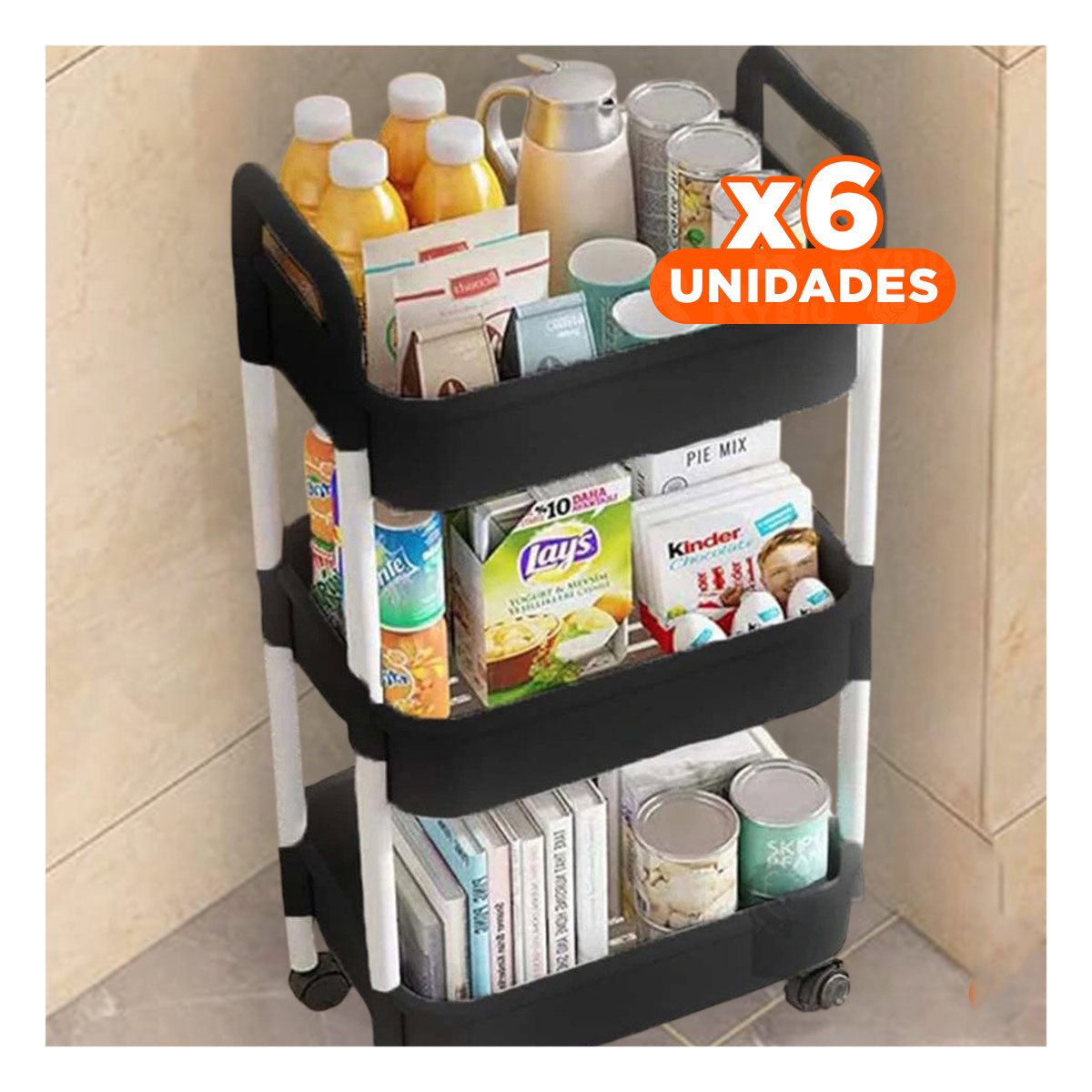 Pack6 Equipo Auxiliar de Color Negro con Rejilla de Seguridad de Carga Y+Regalo Sticker