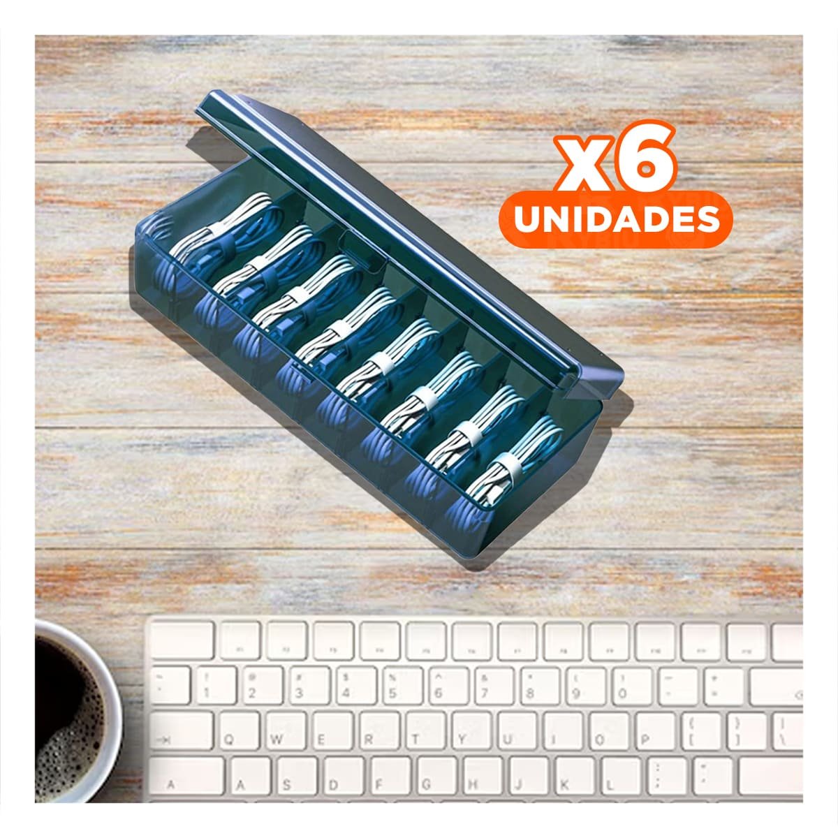 Pack6 Organizador Plastico Multiuso Compacto 16.5x10x7.5cm para Hogar Azul Y+Regalo Sticker