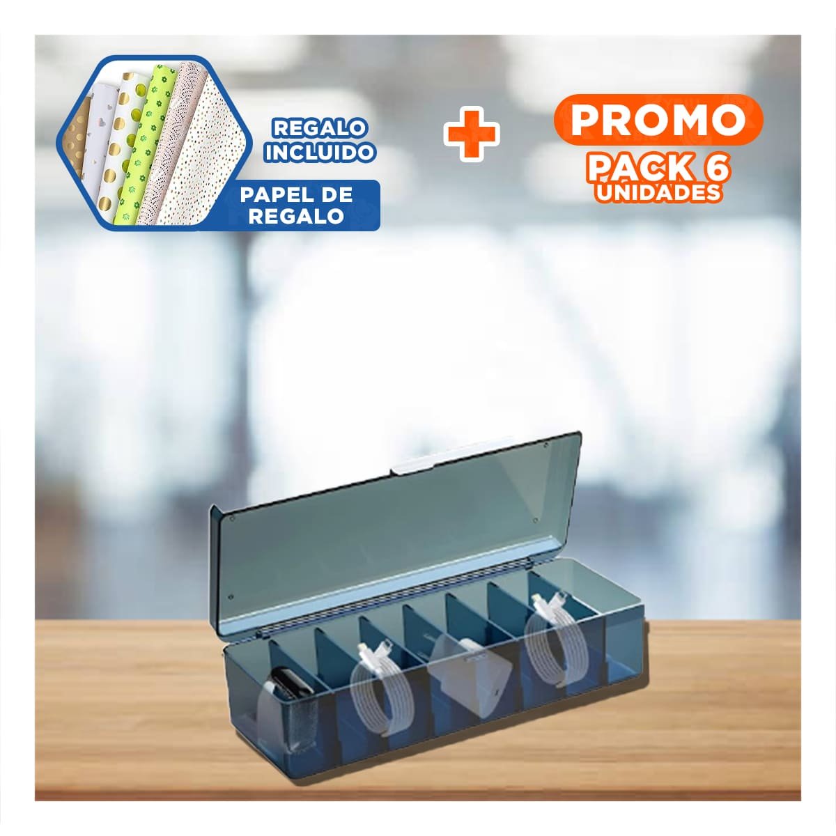Pack6 Modulo Organizador Ligero Util 16.5x10x7.5cm para Orden Azul Y+Papel Regalo