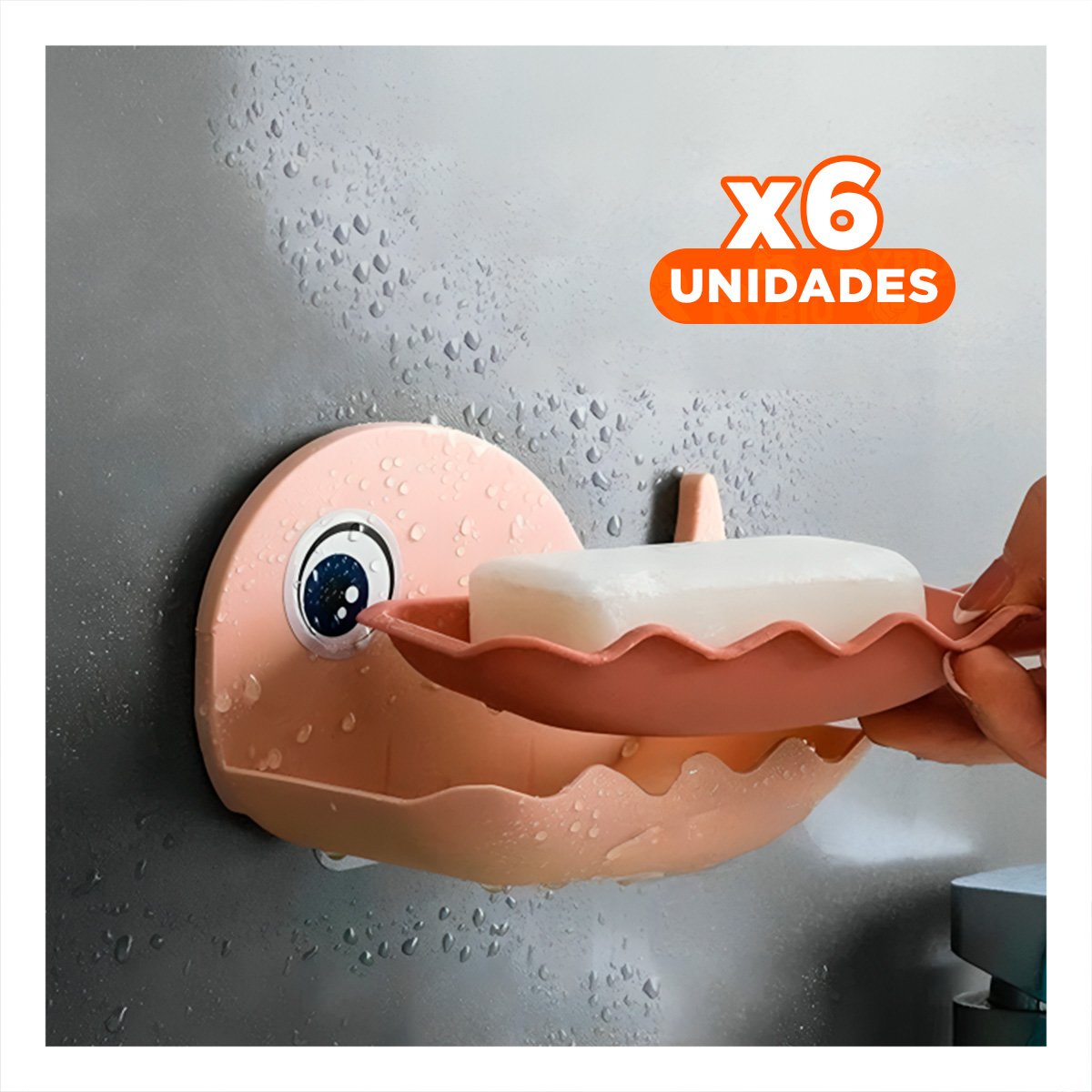 Pack6 Contenedor Ballena Porta Jabon Diseno Infantil Decorativo Hogar Rosado