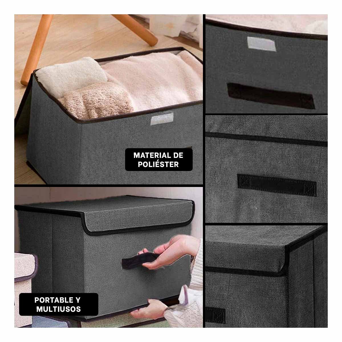 Contenedor de Guardado Tela Negro 36x24x23cm para Uso Diario Y+Post It