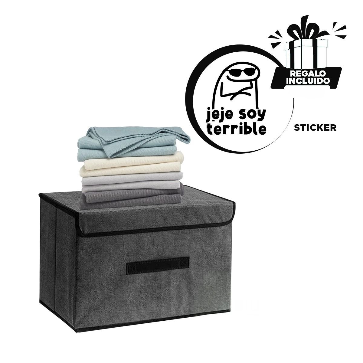 Contenedor de Almacenaje Tela Negro 36x24x23cm para Organizar Objetos Y+Regalo Sticker