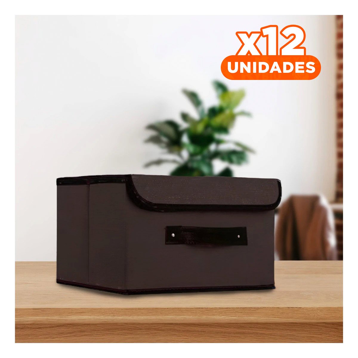 Pack12 Compartimento Plegable Tela Negro 25x19x16cm para Guardar Objetos Ya