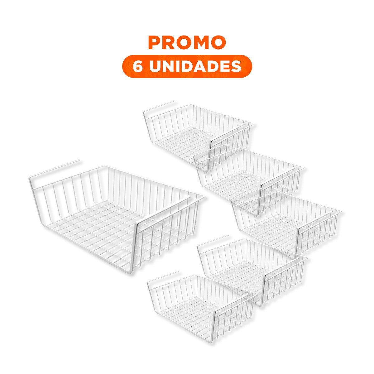 Pack6 Bandeja Aerea Metalica Blanco 29x20x27cm para Optimizar Espacio en Casa
