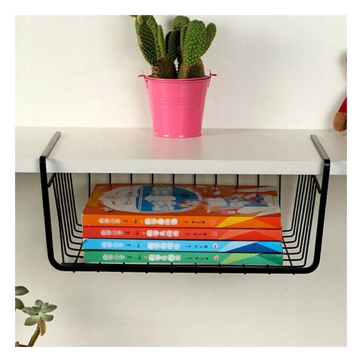 Canasta Aerea Metalica Negro 29x20x27cm para Optimizar Espacio en Casa Y+Ligas Regalo