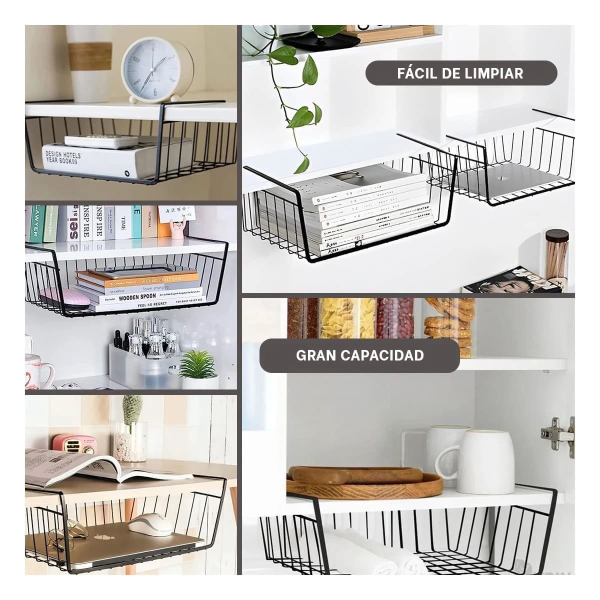 Canasta Organizadora Metalica Negro 29x20x27cm Resistente y Versatil Y+Post It