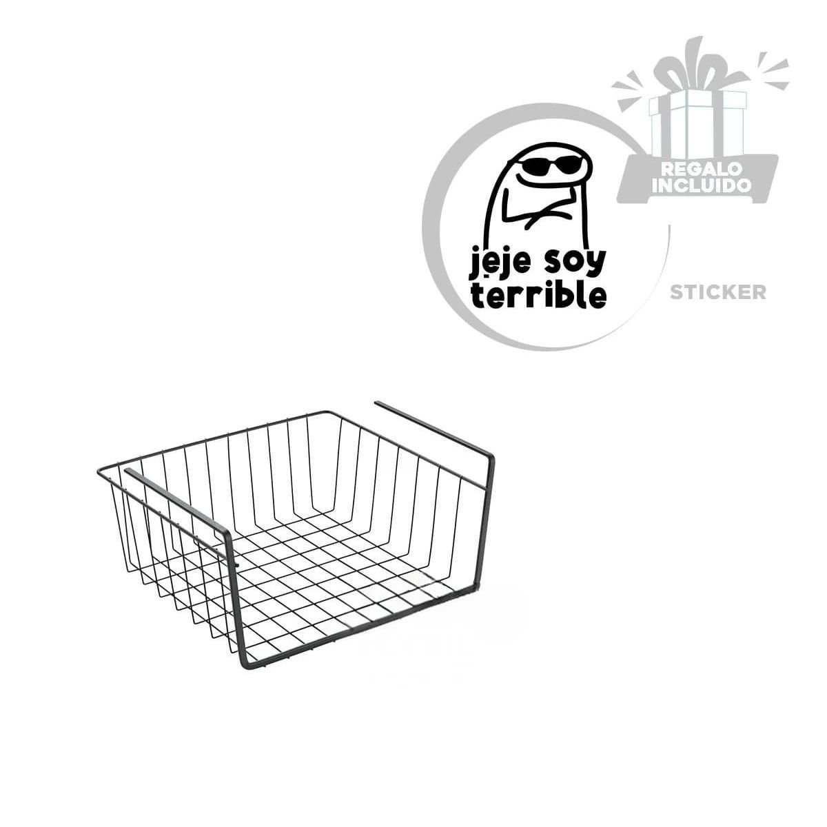 Canasta de Almacenaje Metalica Negro 29x20x27cm para Espacios Organizados Y+Regalo Sticker