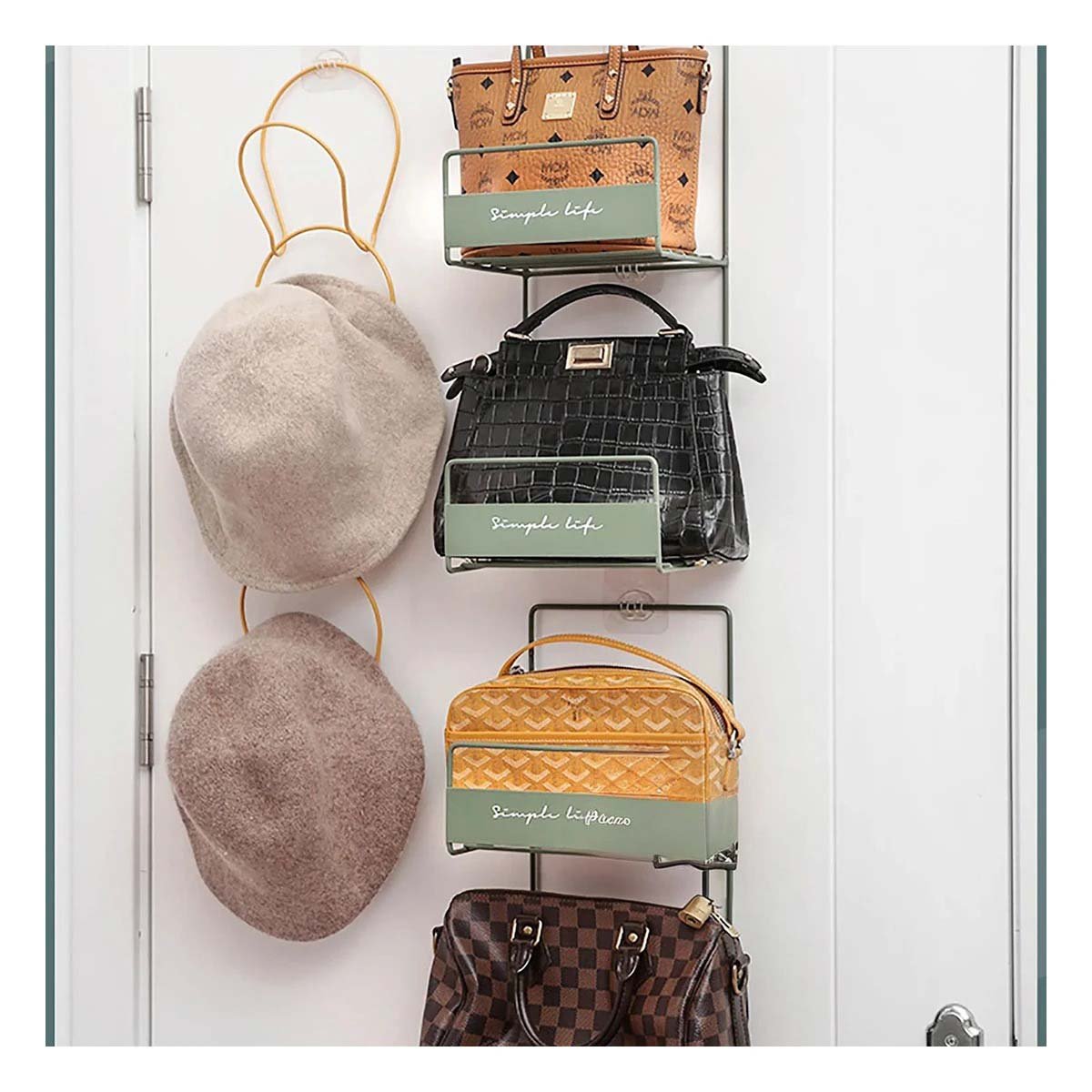 Soporte Multiuso para Carteras Verde 45x17x19cm Acero Carbonato Pro Y+Ligas Regalo