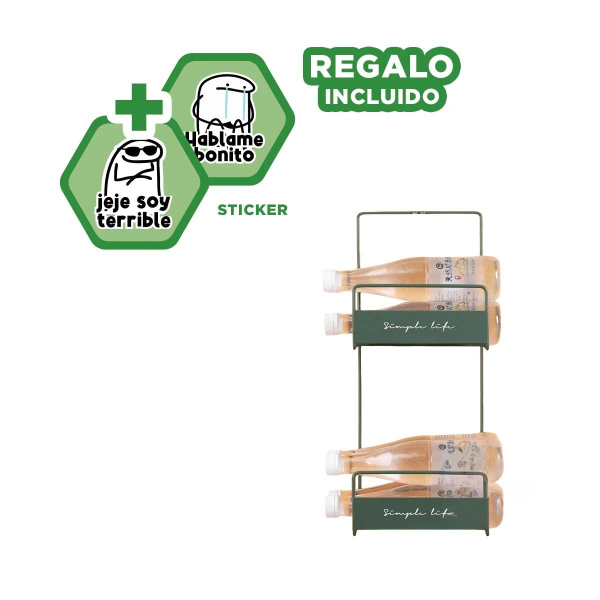 Soporte Doble Nivel para Carteras Verde 45x17x19cm Resistente Plus Y+Regalo Sticker