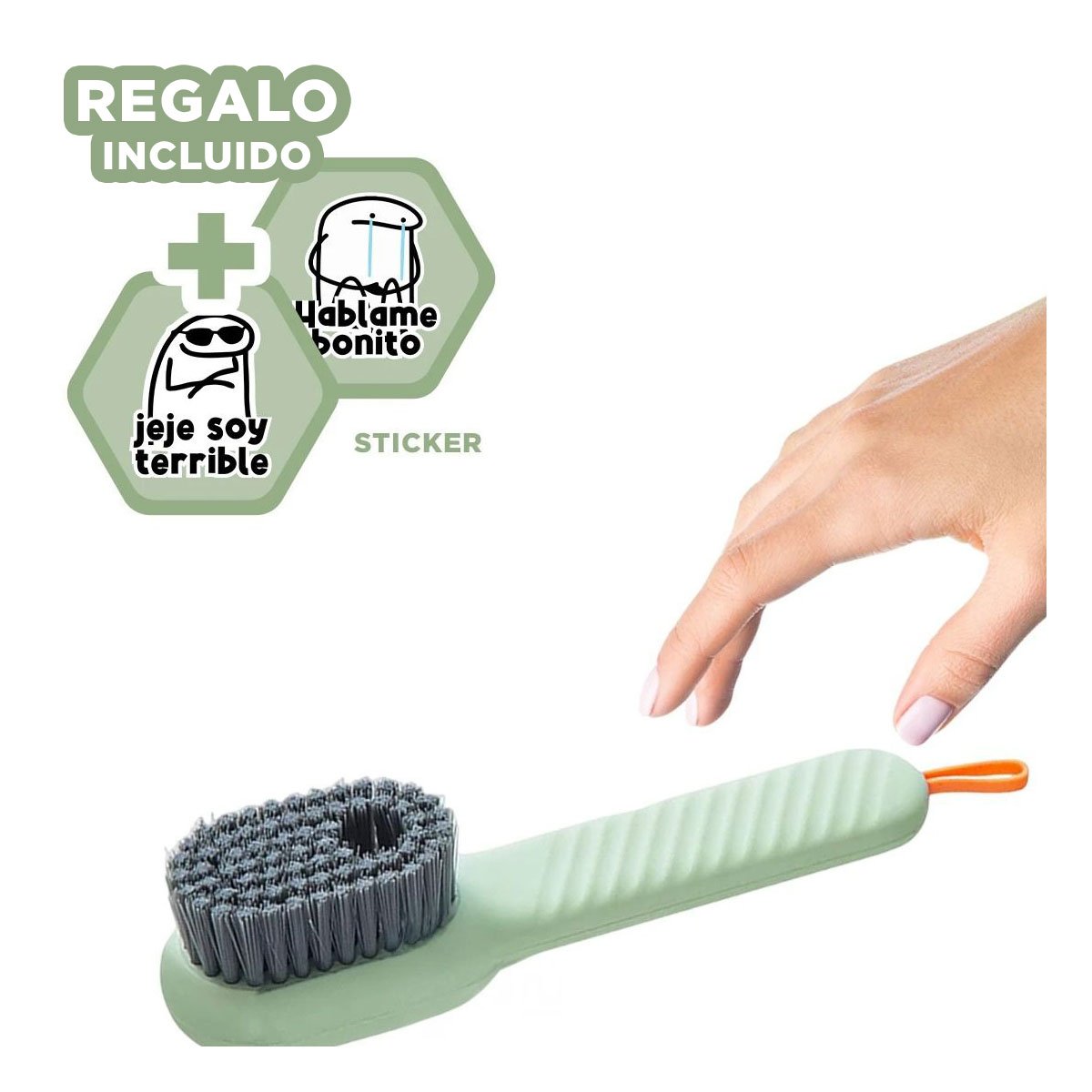 Escobilla con Dispensador Multifuncional Practica para Fregar Utensilios Verde Y+Regalo Sticker