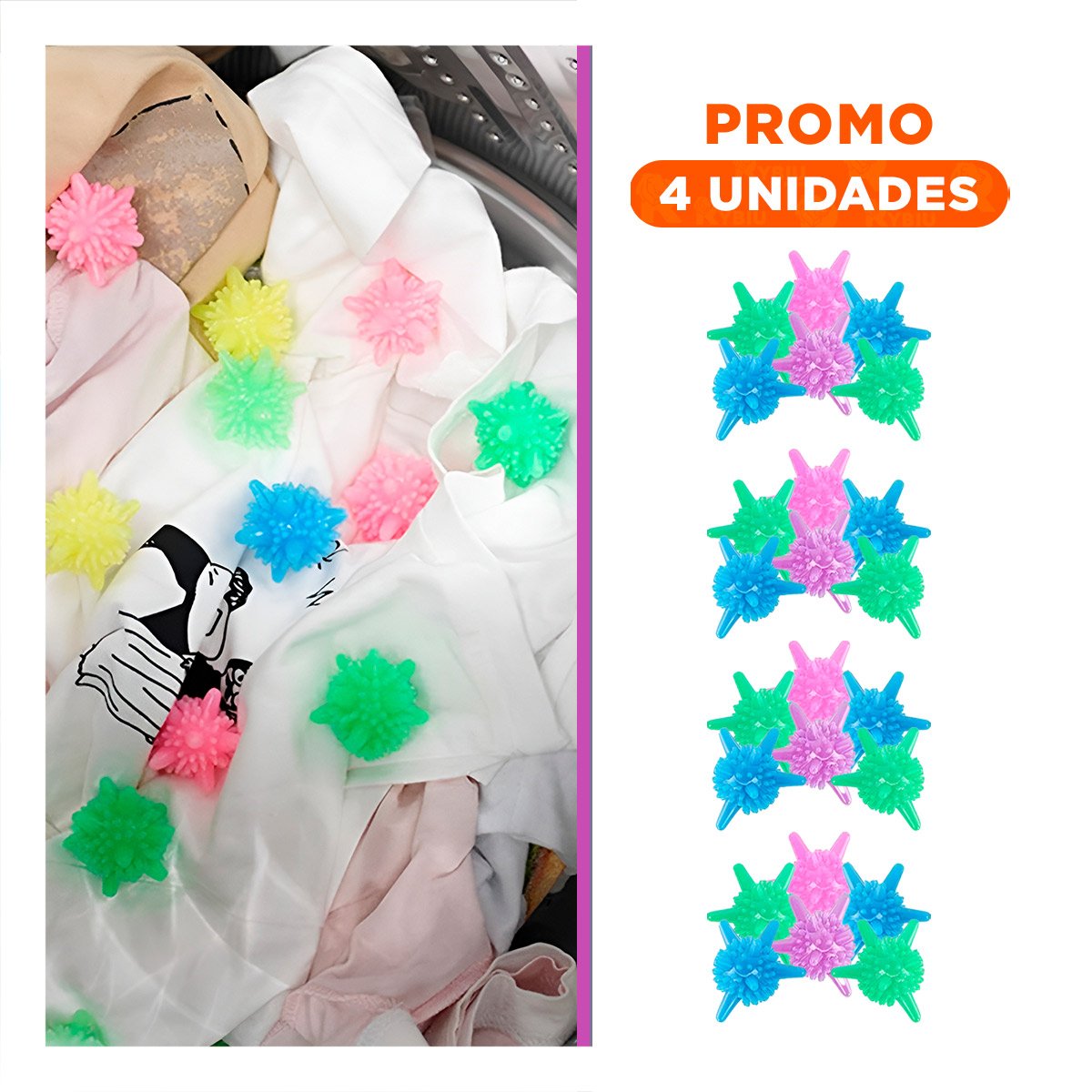 Pack4 Herramienta para Lavado Deserredante de Ropa Multicolor Textil Y+Regalo Sticker
