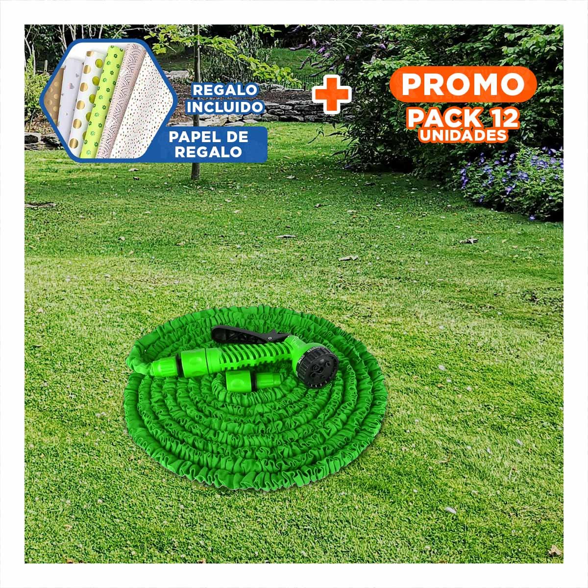 Pack12 Mecanismo Expandible 22 Metros Verde para Jardin Hogar Practico Y+Papel Regalo