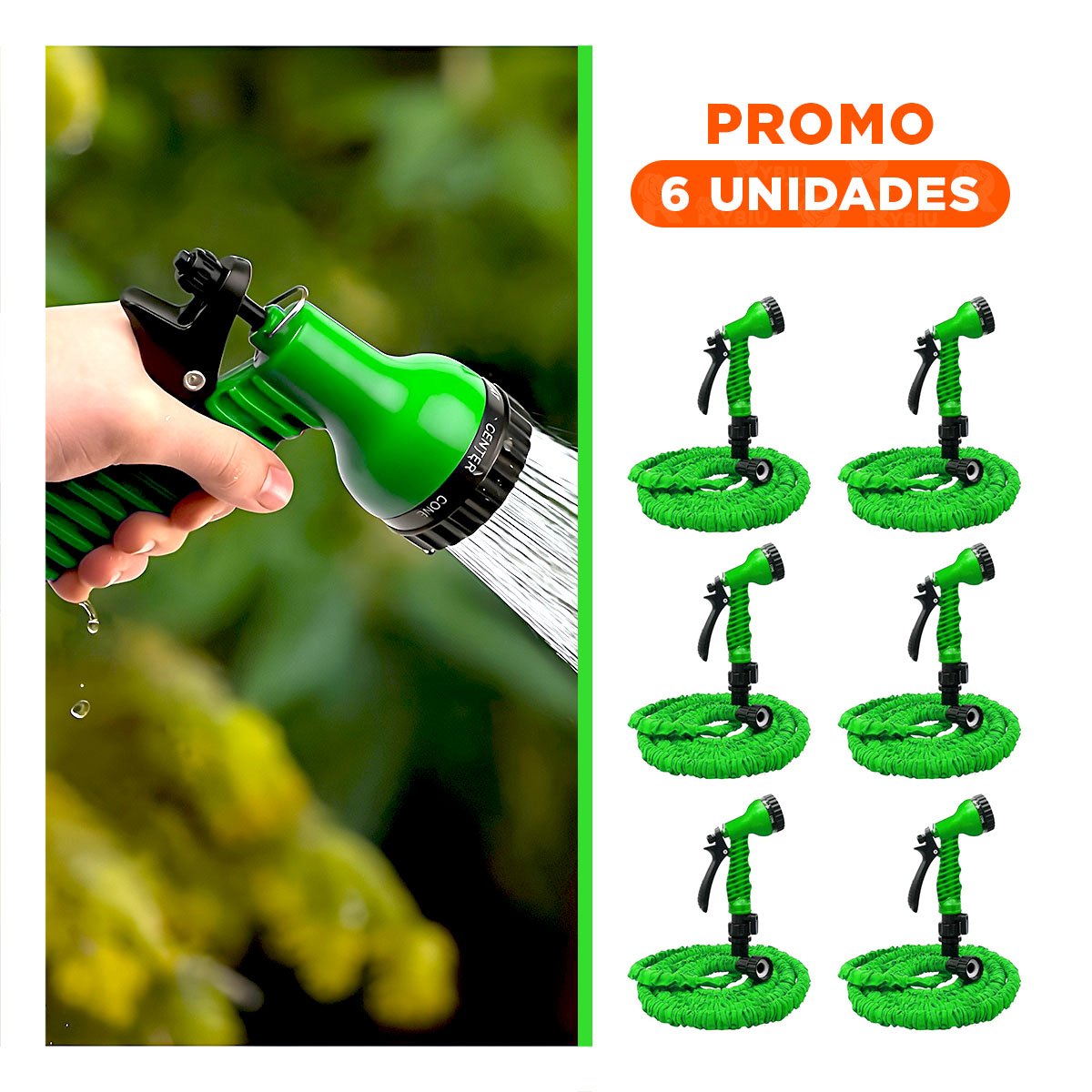 Pack6 Soporte Expandible 22 Metros Verde para Jardin Hogar Facil Uso