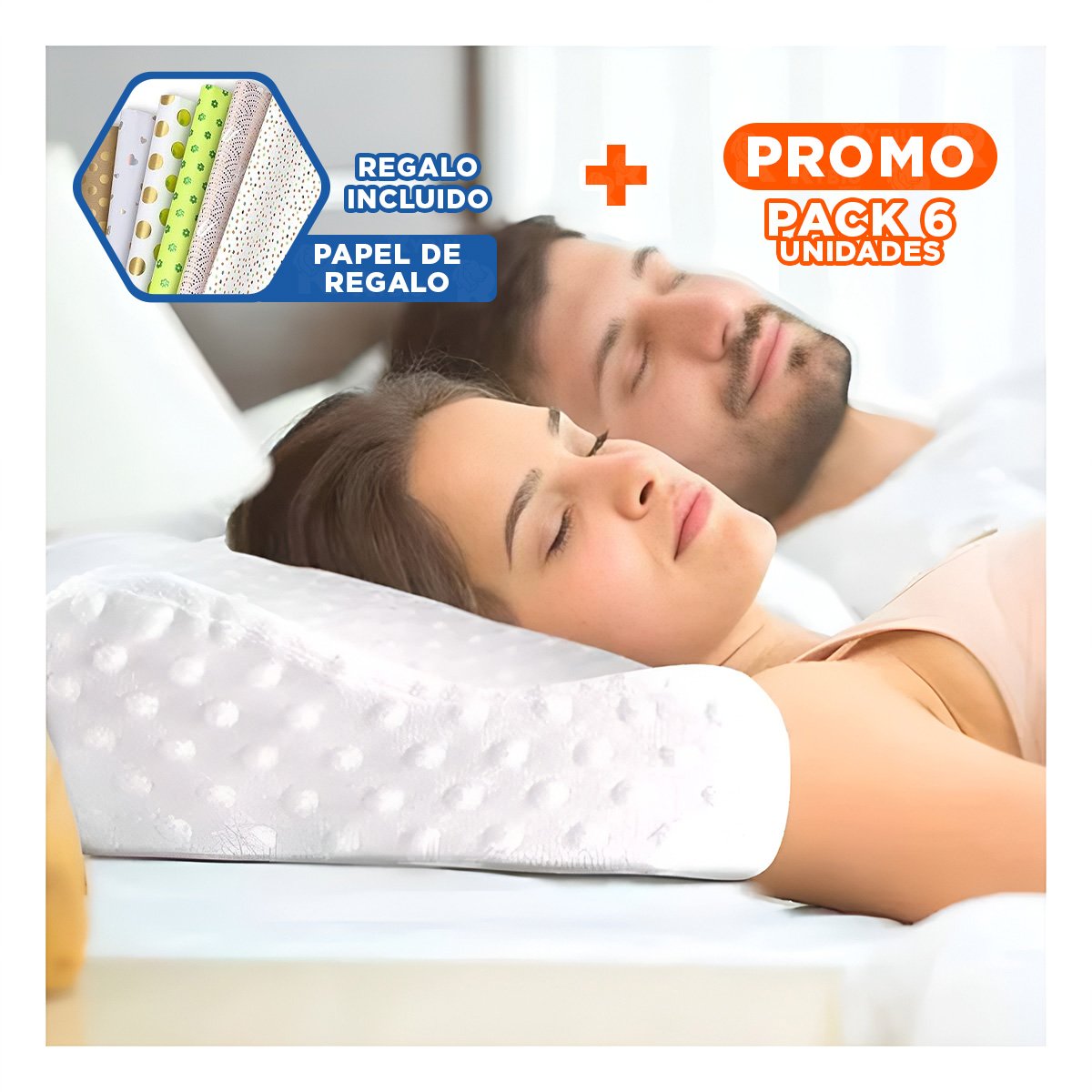 Pack6 Confort Diario Cervical Ortopedico para Dormir Mejor en Casa Y+Papel Regalo