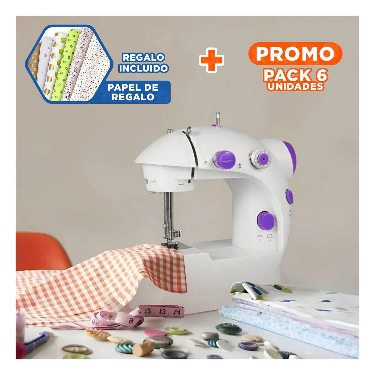 Pack6 Producto de Coser para Tareas de Costura en Casa y Manualidades Y+Papel Regalo