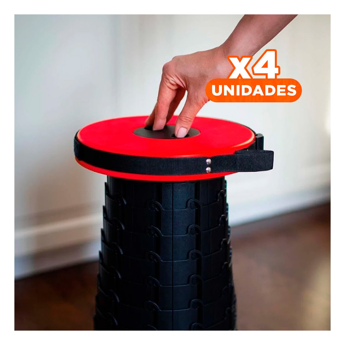 Pack4 Taburete Versatil para Oficina Hogar Terraza y Picnic Rojo