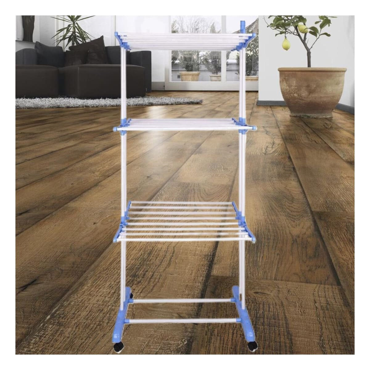 Estante de Ropa para Casa con Sistema Plegable en Celeste Y+Ligas Regalo