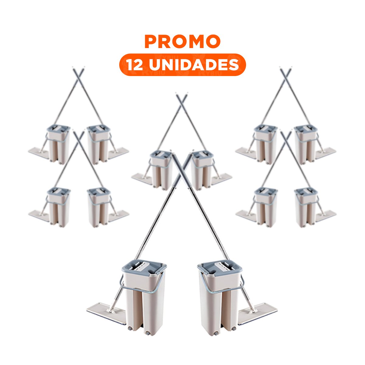 Pack12 Escoba Practica 360 con Balde Centrifugador para Limpieza Gris Y+Regalo Sticker