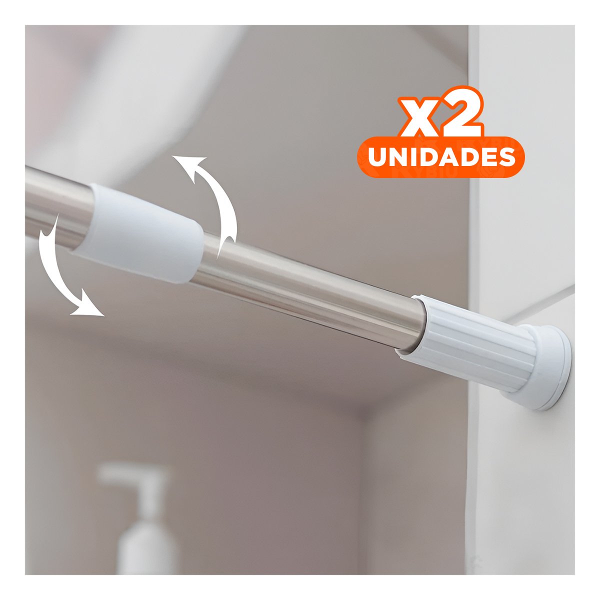 Pack2 Varilla Ajustable para Ducha Facil de Usar Plomo 1,10m a 2,0m Y+Regalo Sticker