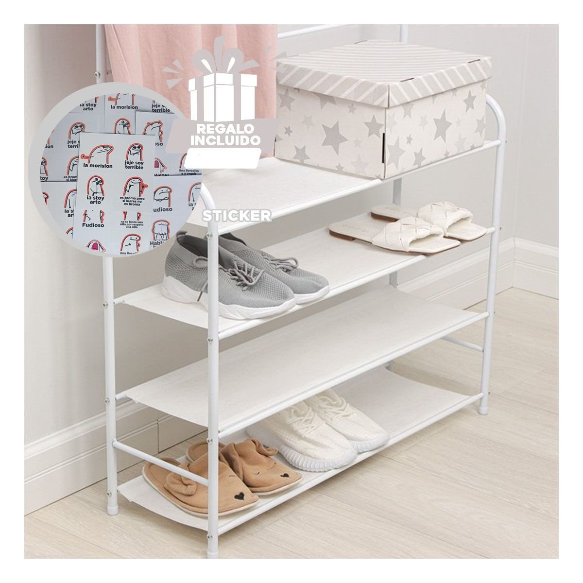 Portazapato Practico para Guardar Todo Tipo de Calzado 5 Niveles Blanco Y+Regalo Sticker
