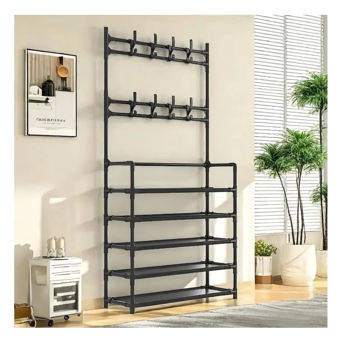 Artículo Colgante Vertical para Mantener Todo en Orden 5 Niveles Negro