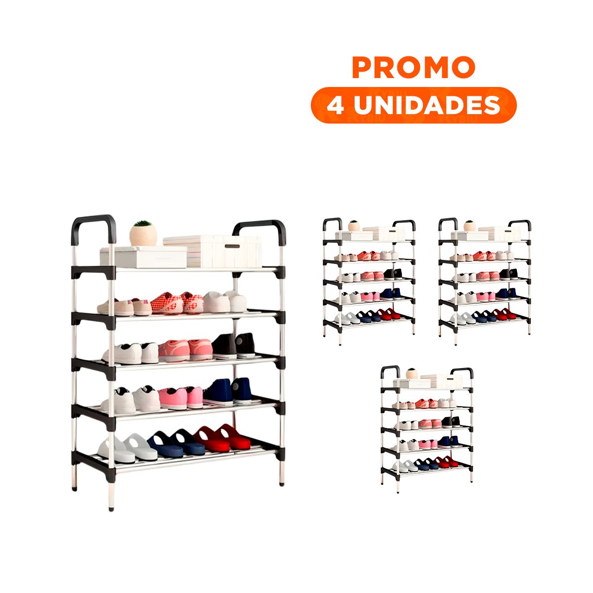 Pack4 Clasificador Vertical de Calzado Facil de Colocar y Acceder Negro Y+Regalo Sticker