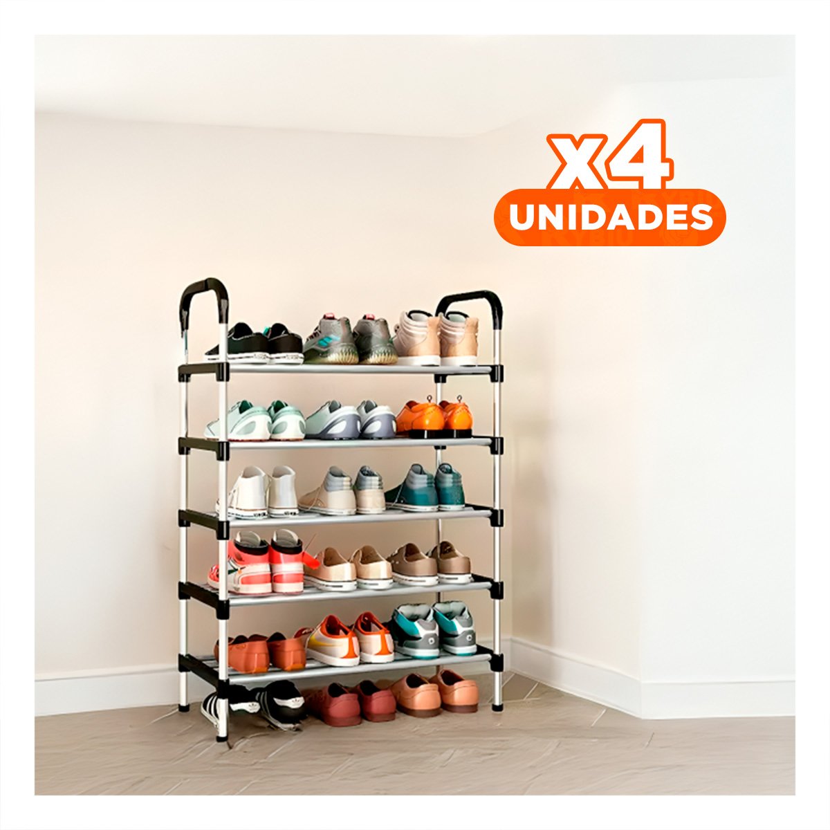 Pack4 Porta Zapatos Vertical Colgante Multi Nivel para Dormitorio Negro